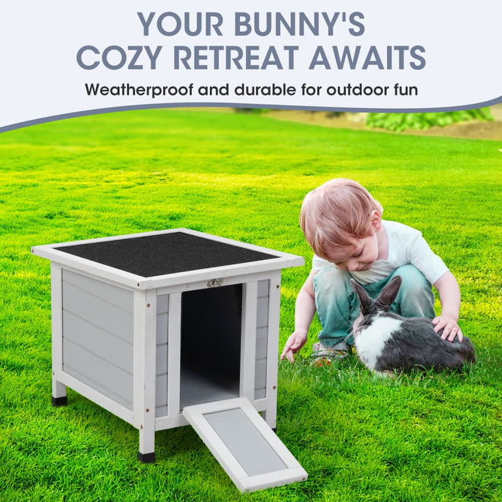 Coziwow 20″L Wooden Small Rabbit Hutch Gray-CW12T0337