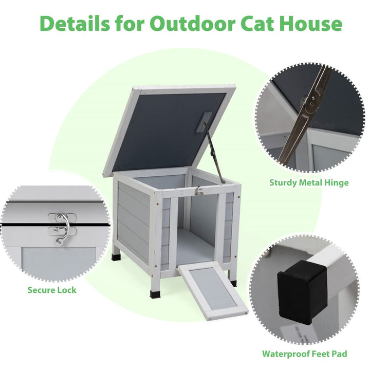 Coziwow 20″L Wooden Small Rabbit Hutch Gray-CW12T0337