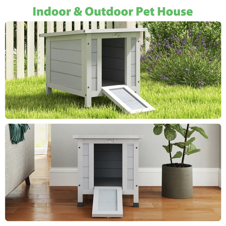 Coziwow 20″L Wooden Small Rabbit Hutch Gray-CW12T0337