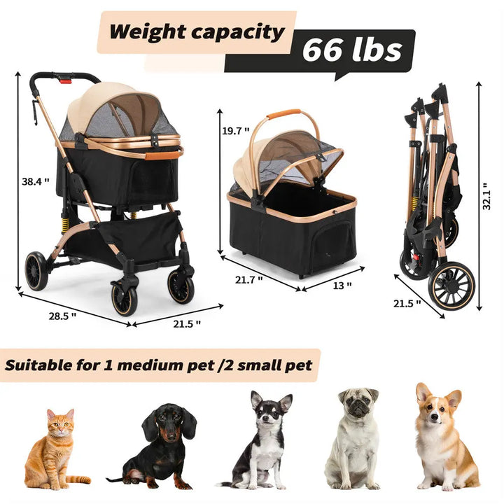 dawoo dog stroller Coziwow 3-in-1 Shock-Absorbing Pet Stroller