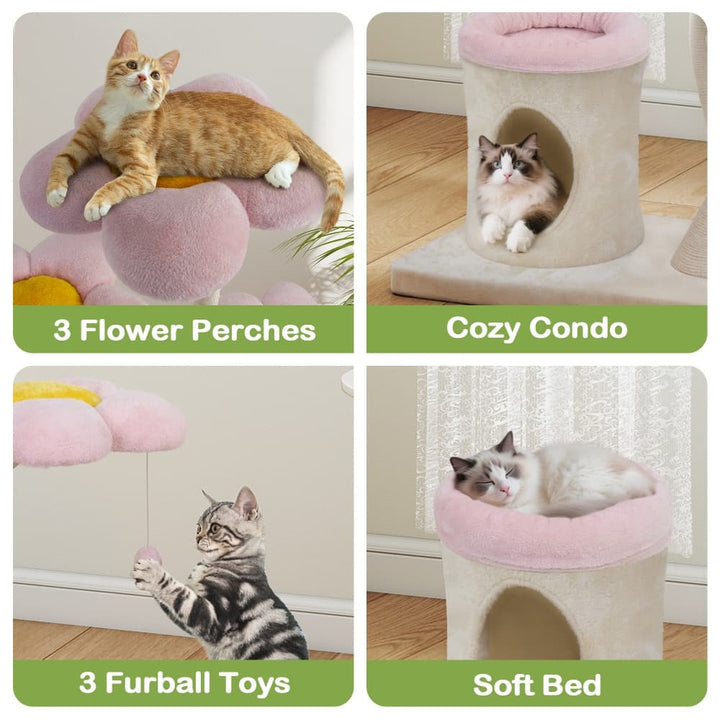 Coziwow 57''H Flower Cat Tree Tower with Condo-CW12T0751