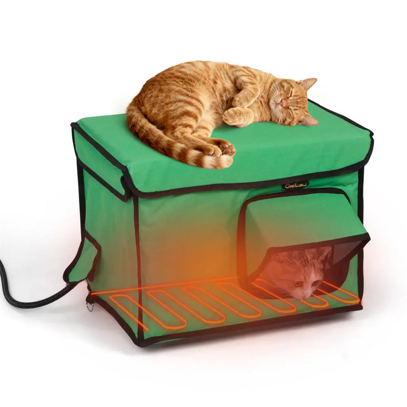 Coziwow 18"L Weatherproof Heated Outdoor Stray Cat House with Heating Pad