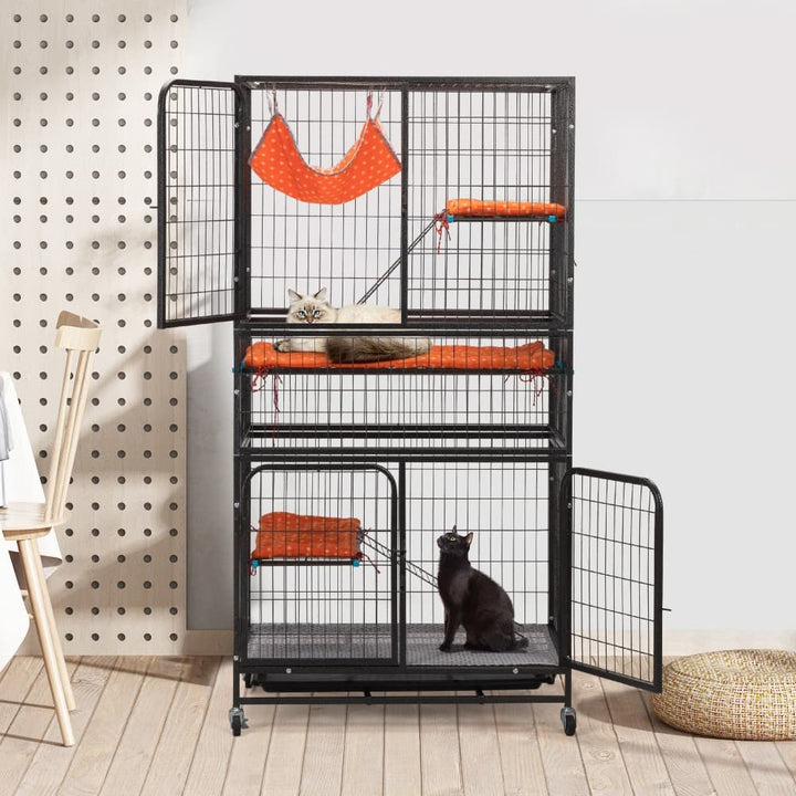 63″H 4-Tier Indoor Metal Cat Cage Crate-CW12U0536