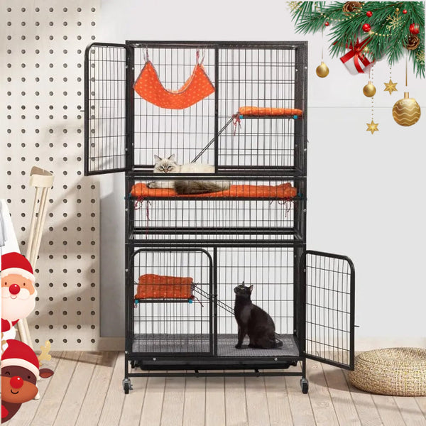 Coziwow 63″H 4-Tier Indoor Metal Cat Cage Crate