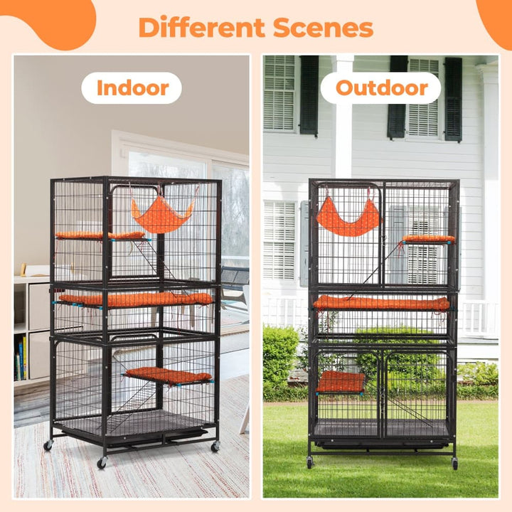 63″H 4-Tier Indoor Metal Cat Cage Crate-CW12U0536