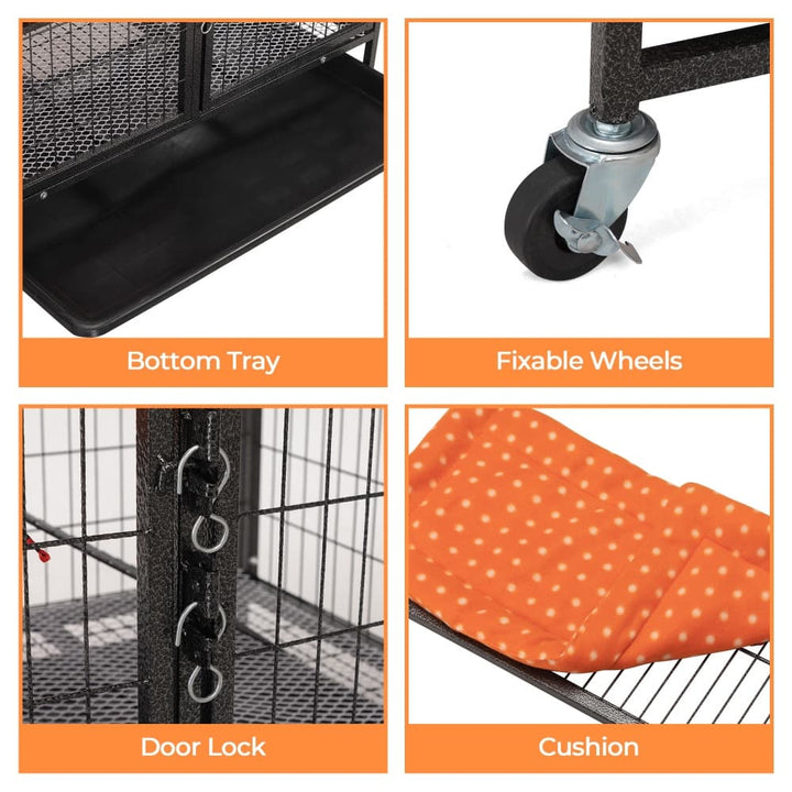 63″H 4-Tier Indoor Metal Cat Cage Crate-CW12U0536 Details