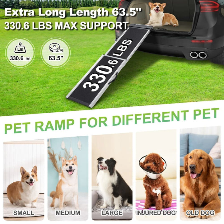 Coziwow 63''L Telescoping Aluminum Dog Ramp Plain-CW12U0662