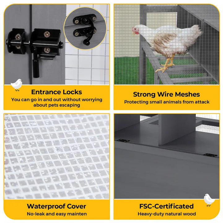 Coziwow 107"L Super-Large Outdoor Wooden Chicken Coop Coziwow