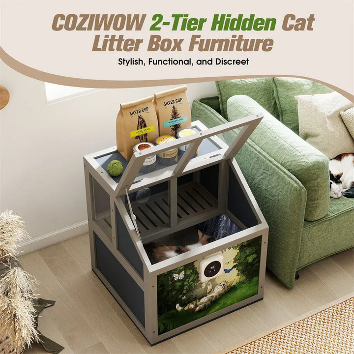 Coziwow Wooden Cat Litter Box Enclosure Coziwow