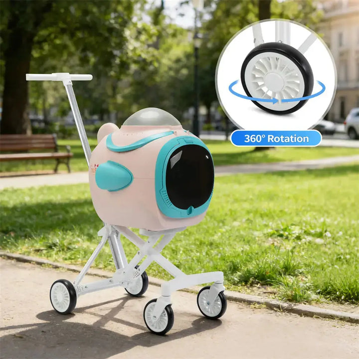 dog stroller with fan Coziwow 42L Pink Space Capsule Pet Stroller