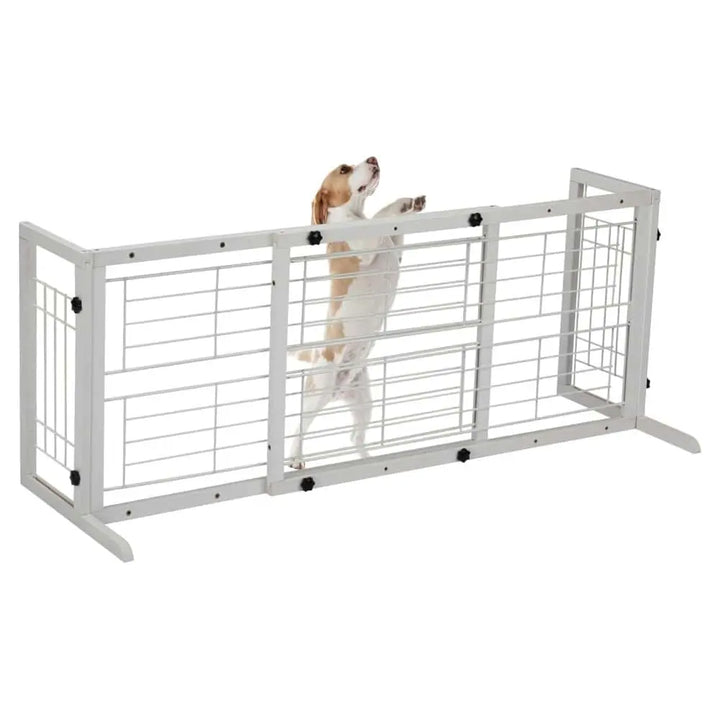 Coziwow 38"-71" Detachable Wooden Pet Gate with Wire Mesh