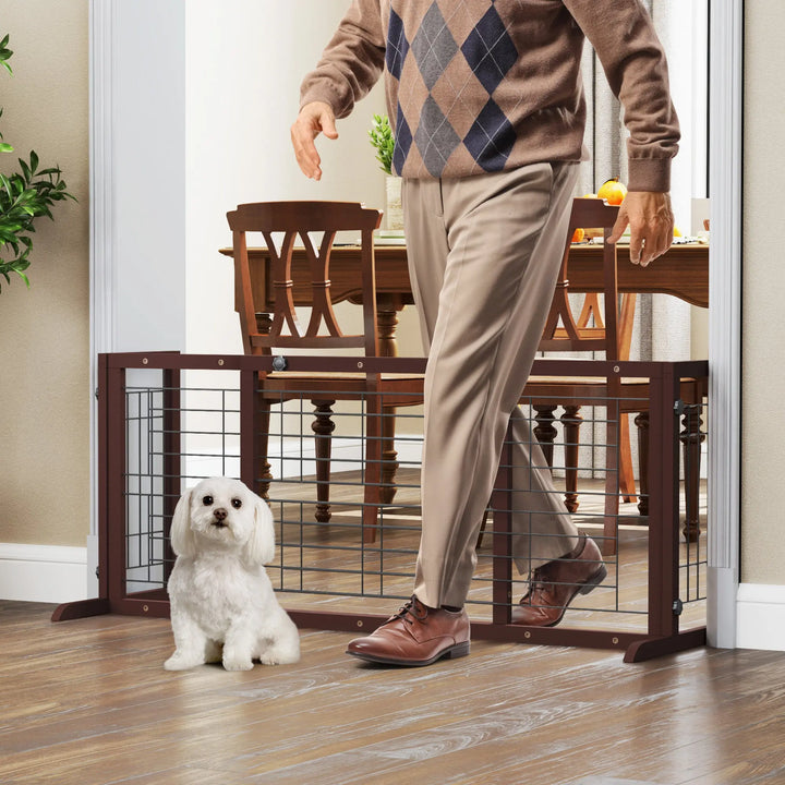 Coziwow 38"-71" Detachable Wooden Pet Gate with Wire Mesh Coziwow