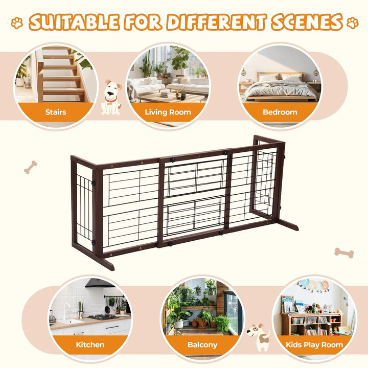 Coziwow 38"-71" Detachable Wooden Pet Gate with Wire Mesh Coziwow