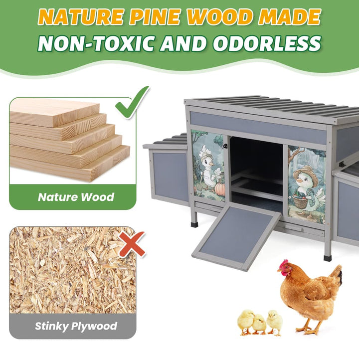 Coziwow 59"L Chicken Coop with Nesting Boxes-CW12X0772