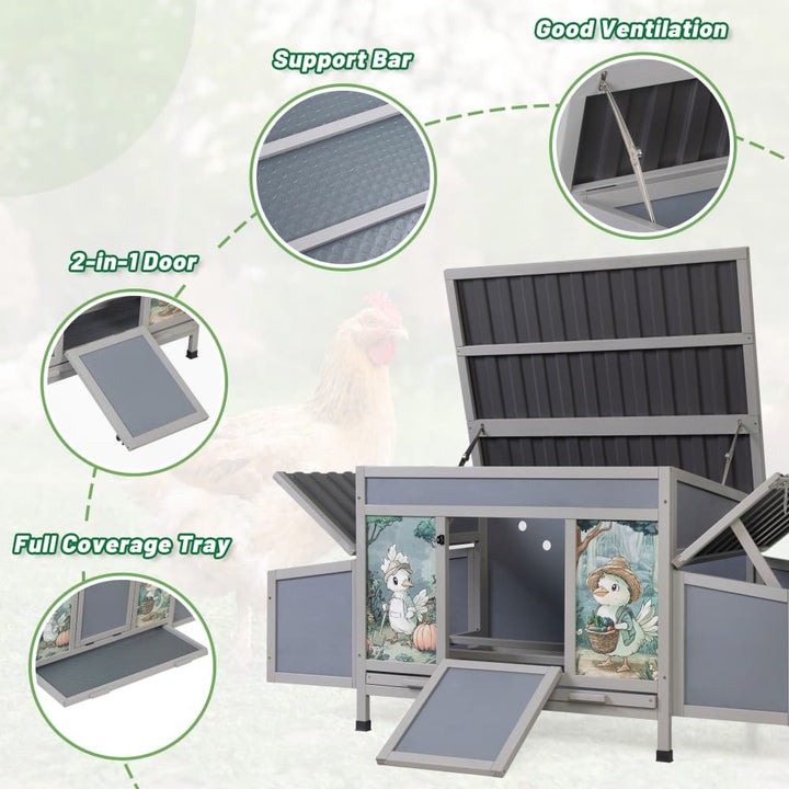 Coziwow 59"L Chicken Coop with Nesting Boxes-CW12X0772