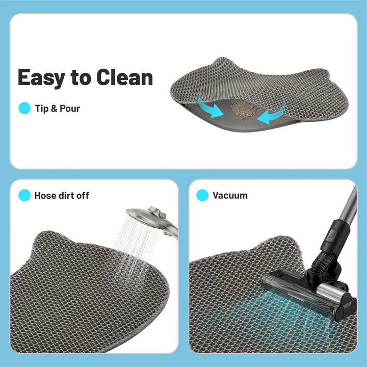 Coziwow 27.05"L x 18.9"W Cat Head 2-Layer Cat Litter Mat