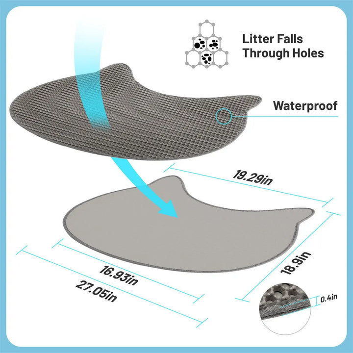 Coziwow 27.05"L x 18.9"W Cat Head 2-Layer Cat Litter Mat