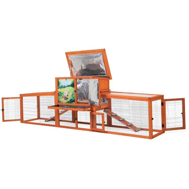 Coziwow Enclosures & Cages Orange / Sloped Roof / Insulated Coziwow 94.5″L 2-Story 3-Compartment Rabbit Hutch