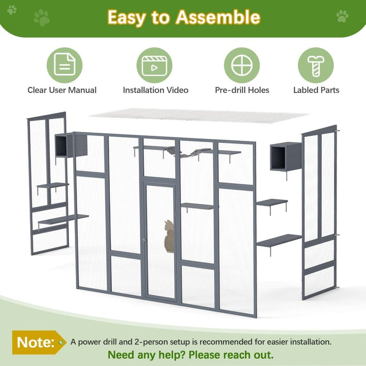 Coziwow 104″L 3-Side Extra Large Catio assemble