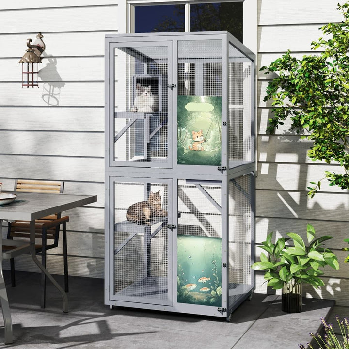 Coziwow 31.5"L 2-Tier Wheeled Cat Cage