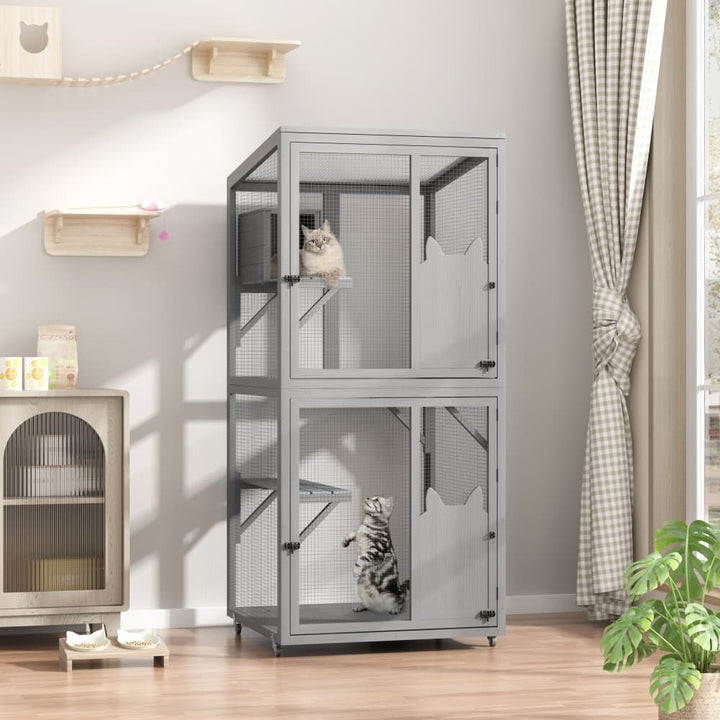 Coziwow 31.5"L 2-Tier Wheeled Cat Cage