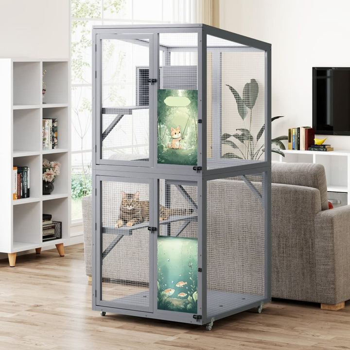 Coziwow 31.5"L 2-Tier Wheeled Cat Cage