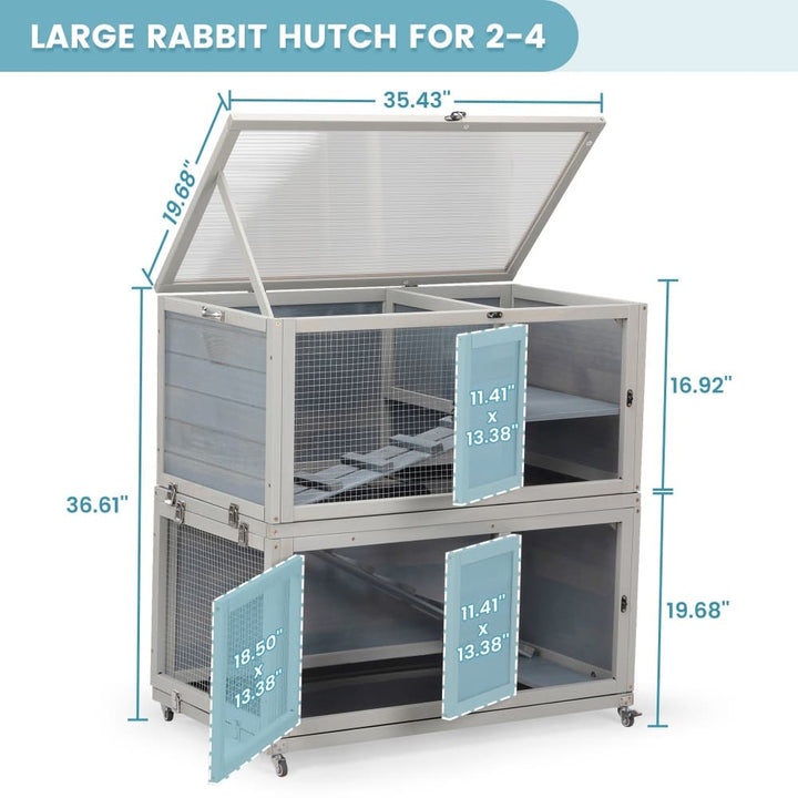 Coziwow 35"L 2-Tier Rabbit House on Wheel Dimensions