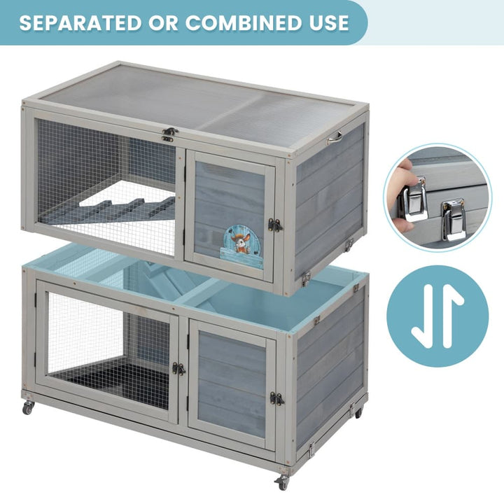 Coziwow 35"L 2-Tier Rabbit House on Wheel Details