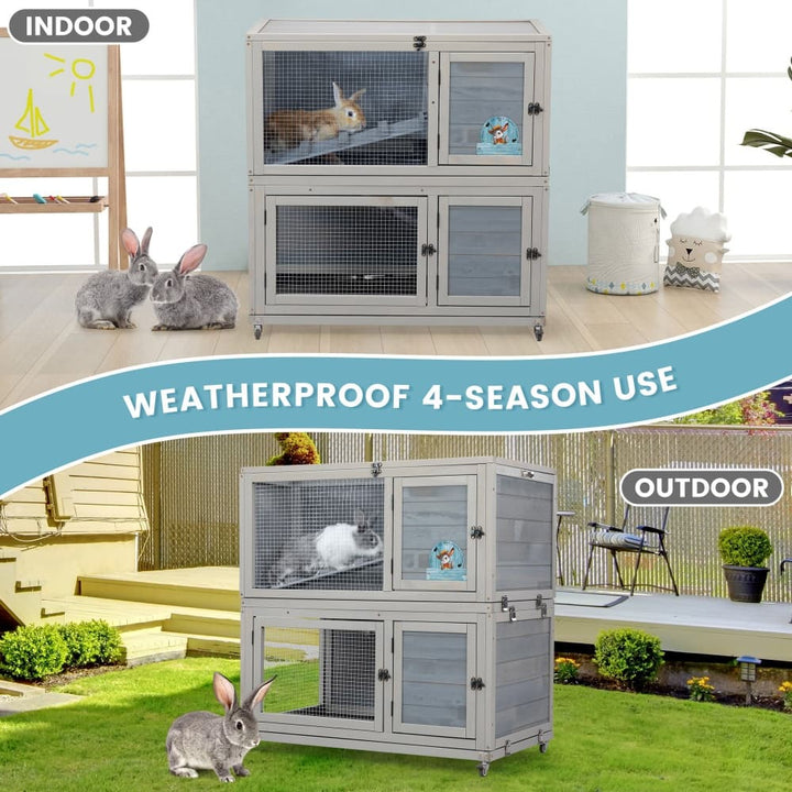 Coziwow 35"L 2-Tier Rabbit House on Wheel