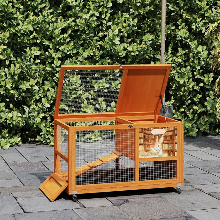 Coziwow 35"L Wheeled Wooden Cage for Rabbits