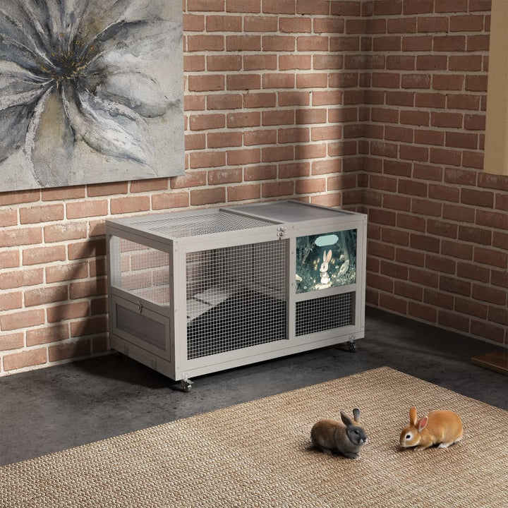 Coziwow 35"L Wheeled Wooden Cage for Rabbits