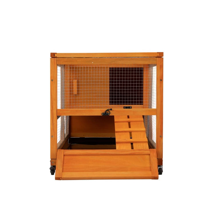Coziwow 35"L Wheeled Wooden Cage for Rabbits Orange Plain-CW12M0638