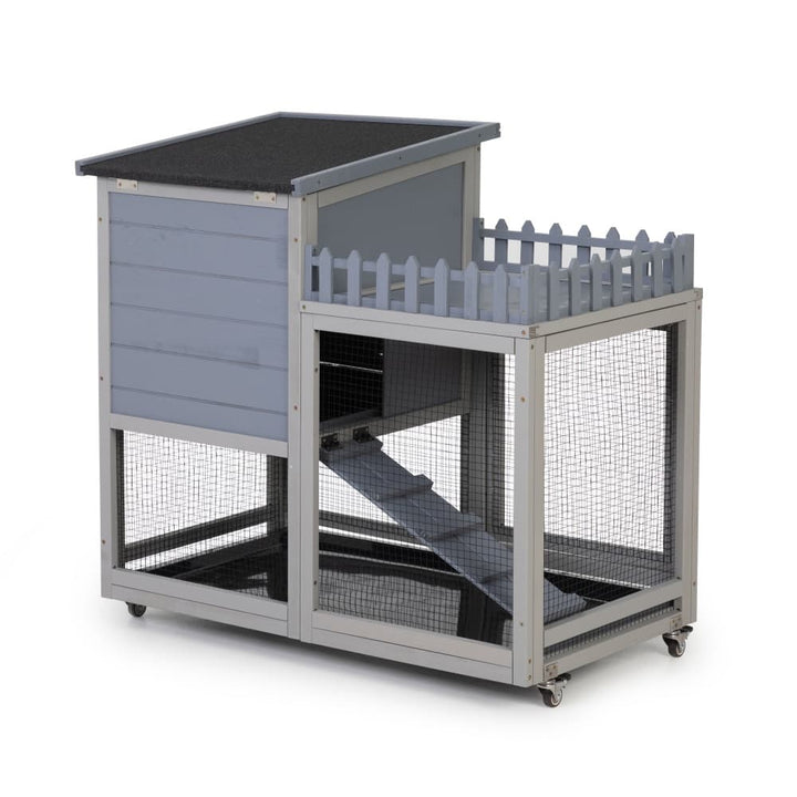 Coziwow 38"L 3-Tier Wheeled Rabbit House Gray-CW12L0727