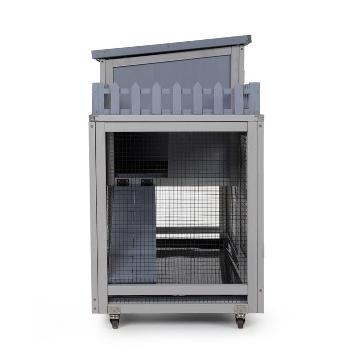 Coziwow 38"L 3-Tier Wheeled Rabbit House Gray-CW12L0727