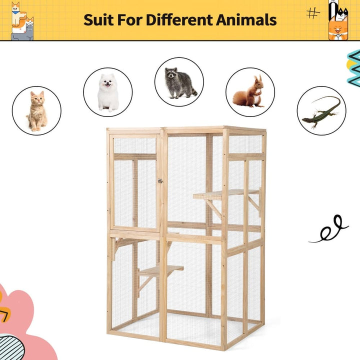 Coziwow 39″L Wooden Outdoor Cat Catio details