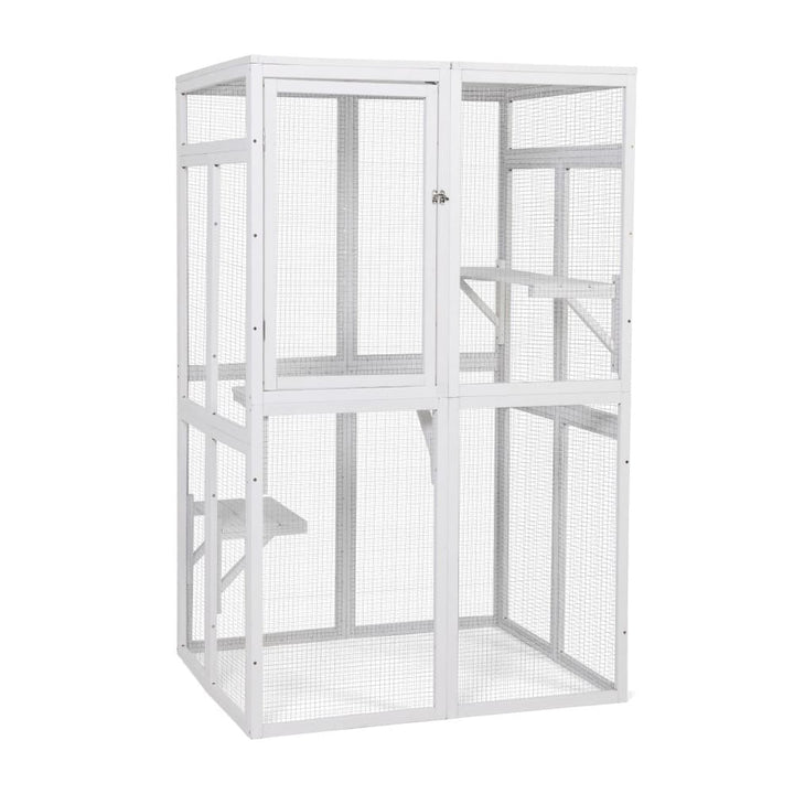Coziwow 39″L Wooden Outdoor Cat Catio White-CW12M0620