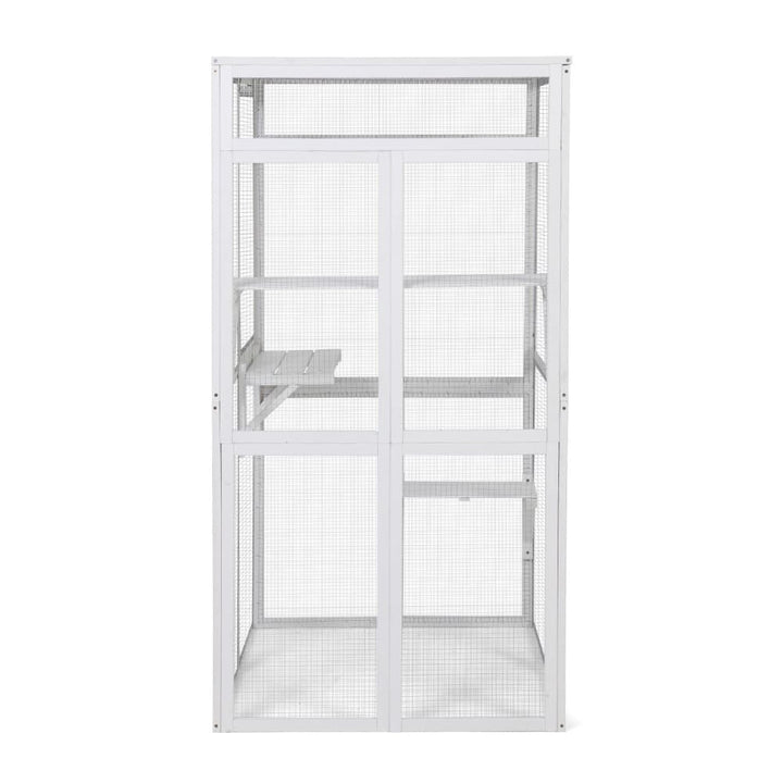 Coziwow 39″L Wooden Outdoor Cat Catio White-CW12M0620