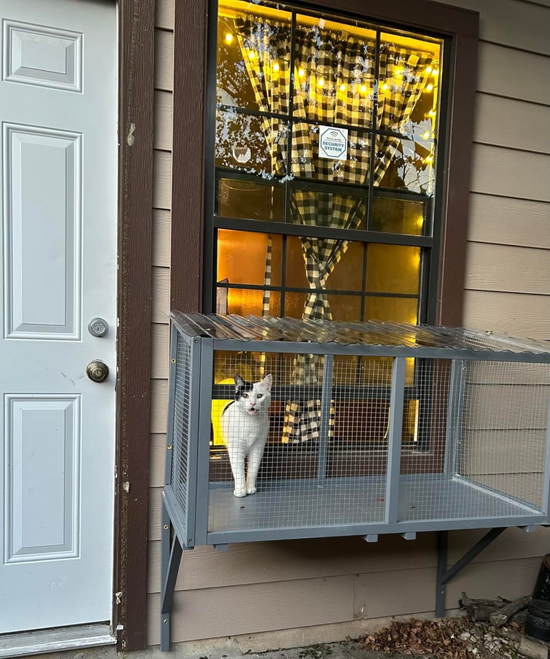 Coziwow 47"L Wooden Outdoor Window Cat Catio