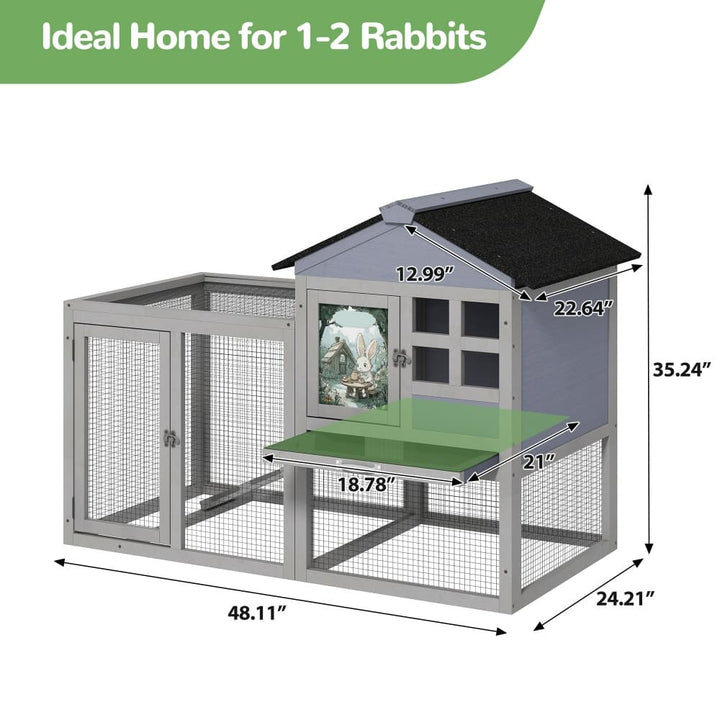 Coziwow 48"L 2-Story Outdoor Bunny House Gray Size