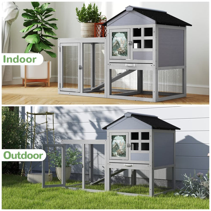 Coziwow 48"L 2-Story Outdoor Bunny House