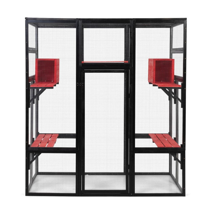 Coziwow 62″L Walk-In Wooden Cat Enclosure Gothic-CW12G0670