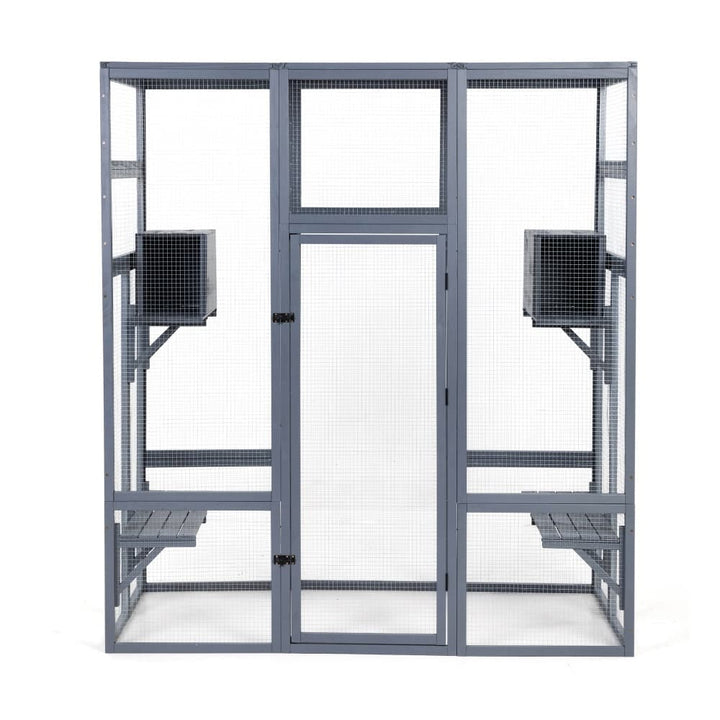 Coziwow 62″L Walk-In Wooden Cat Enclosure Gray-CW12T0535