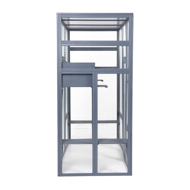 Coziwow 62″L Walk-In Wooden Cat Enclosure Gray-CW12T0535