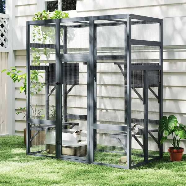 Coziwow Enclosures & Cages Coziwow 62″L Walk-In Wooden Cat Enclosure