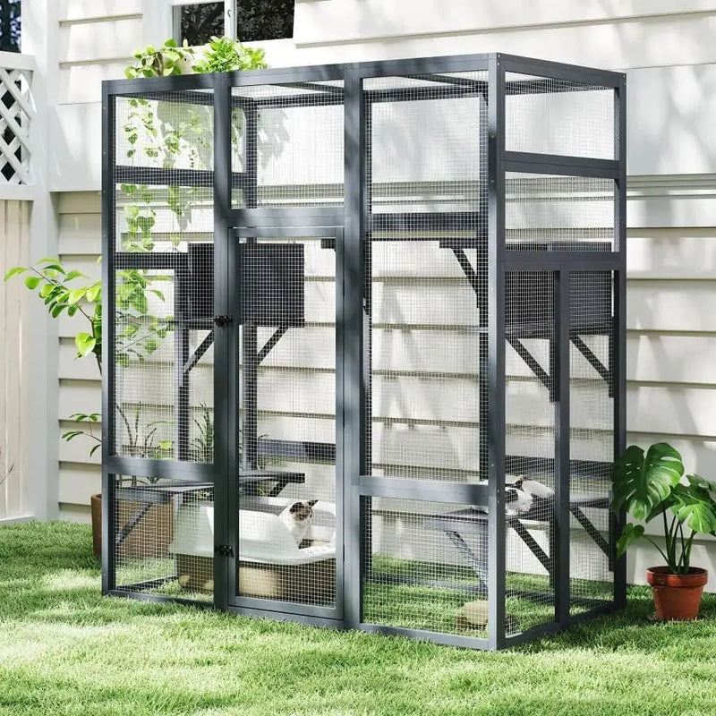 Coziwow Enclosures & Cages Coziwow 62″L Walk-In Wooden Cat Enclosure