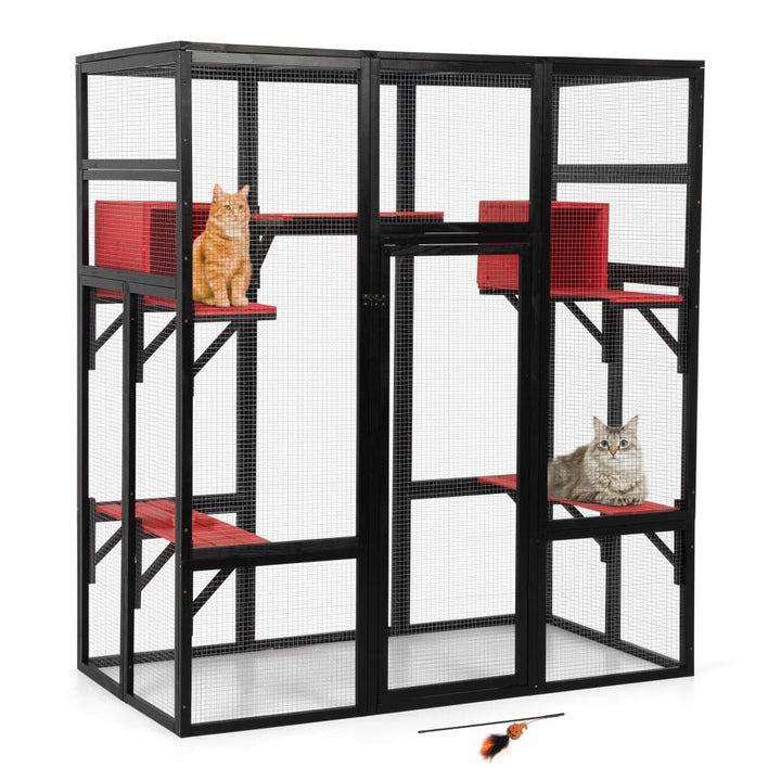 Coziwow 62″L Walk-In Wooden Cat Enclosure Gothic-CW12G0670