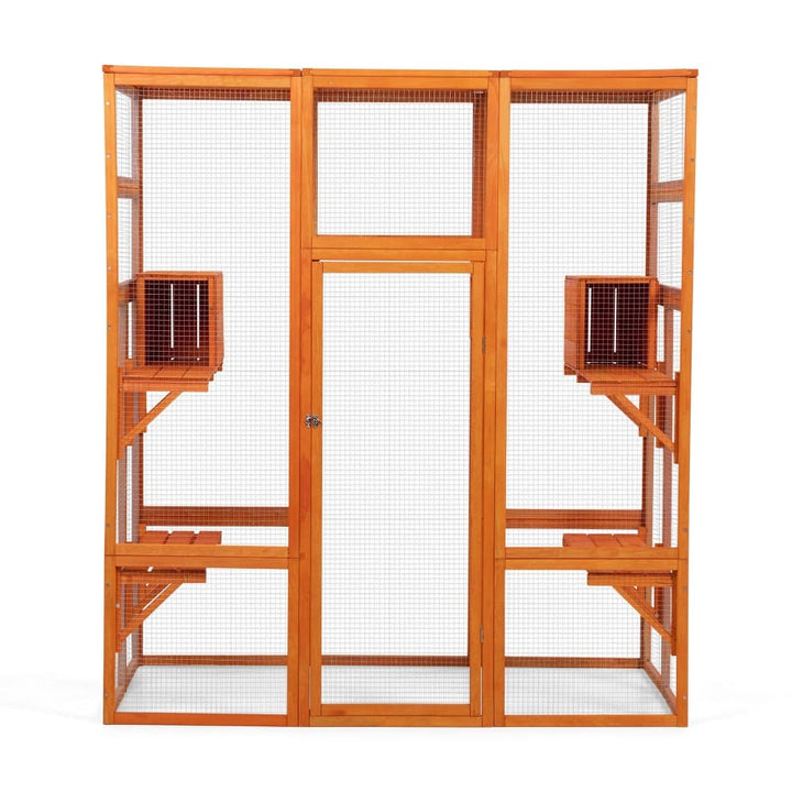 Coziwow 62″L Walk-In Wooden Cat Enclosure Orange-CW12L0601