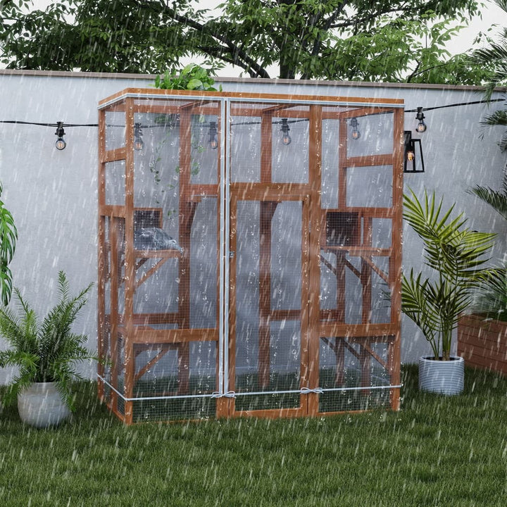 Coziwow 62″L Walk-In Wooden Cat Enclosure Orange-CW12L0601
