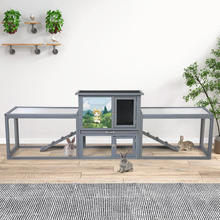 Coziwow 94.5″L 2-Story 3-Compartment Rabbit Hutch