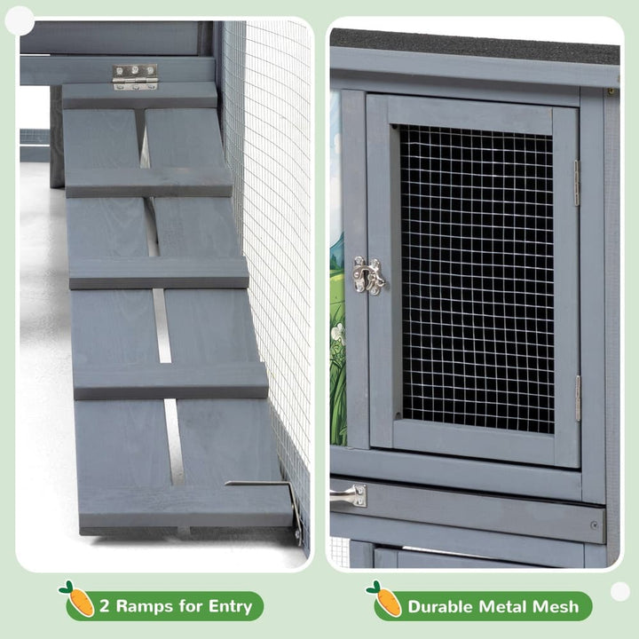 Coziwow 94.5″L 2-Story 3-Compartment Rabbit Hutch Details